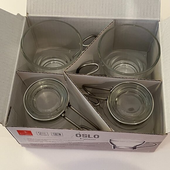 Bormioli Rocco Italy Set of Four OSLO 3.5 Ounce Glass Espresso Cups New in Box - Picture 7 of 7